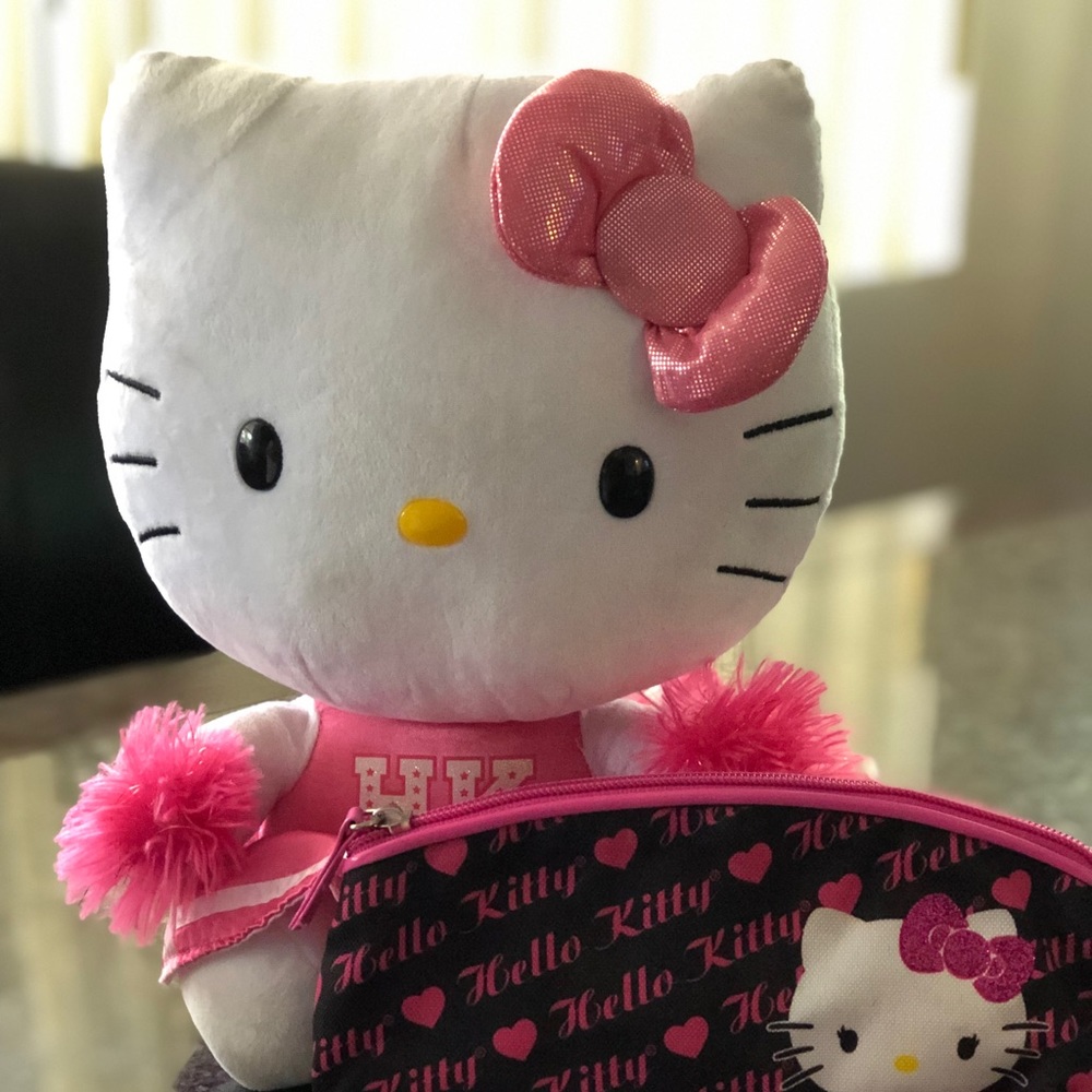 Hello kitty plush and cosmetic bag